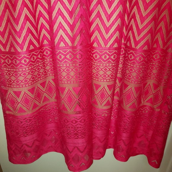 Penningtons Sheer Lace Mesh Pink Sleeveless Dress - Picture 8 of 10